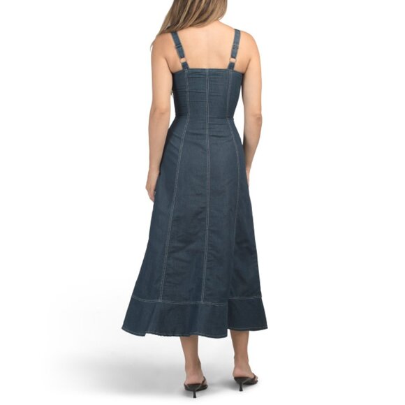 TULIP Denim Decorative Button Front Denim Maxi Dress With Corset Top - Picture 2 of 2